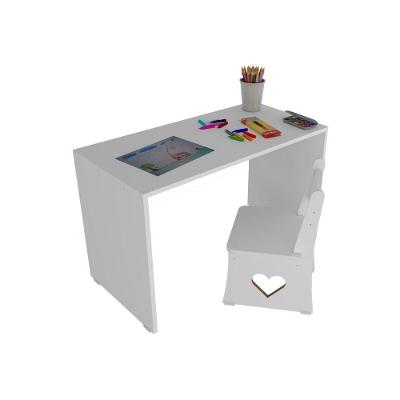 Kit Mesa de Estudos Infantil Coração MDF 60cm Branca Woodcore