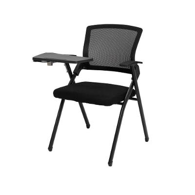 Cadeira Universitária Prancheta Dobrável Mesh Base Fixa Assento PU Preto Waw Design