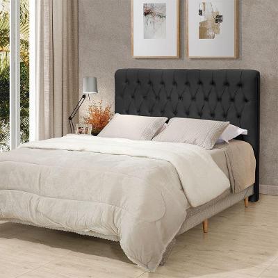 Cabeceira King Inca Estofada no Box MDF Veludo Preto Villa Casa Decor