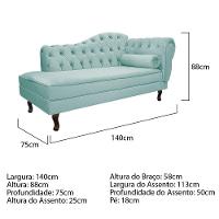 Diva Recamier Diana 140cm Lado Esquerdo Suede - Doce Sonho Móveis Azul Tiffany - 2