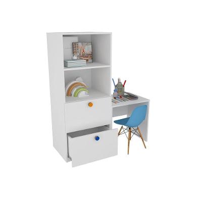 Kit Armário Gaveteiro e Mesa com Cadeira Rubi MDF Branco Woodcore