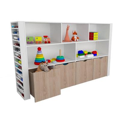 Organizador Infantil Adhara MDF com Baús e Livreiro Amadeirado Woodcore