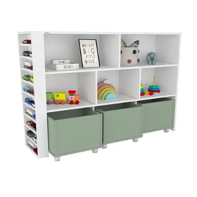 Organizador Infantil Natanael Baús Porta Carrinho MDF Verde Woodcore