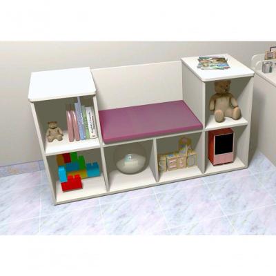 Organizador Infantil Naomi com Assento para Brinquedos MDF Woodcore