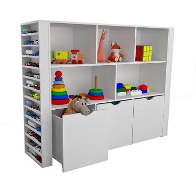 Estante Organizadora Infantil Ava com Baús MDF 155CM Branco Woodcore