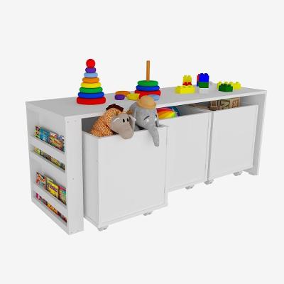 Rack com Baús Infantil Carmo Porta Livros MDF 125CM Branco Woodcore