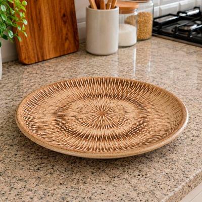 Bandeja Fruteira Travessa Centro Mesa Rústica MDF 30cm Marrom
