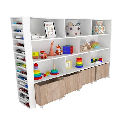 Organizador Infantil Nazário com Baús e Porta Carrinhos MDF 182CM Amadeirado Woodcore