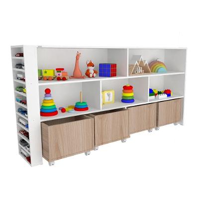 Organizador Baú com Porta Carrinhos Nick MDF Amadeirado Woodcore