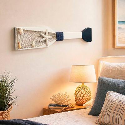 Remo Decorativo de Parede em Madeira 48cm Estilo Náutico Branco