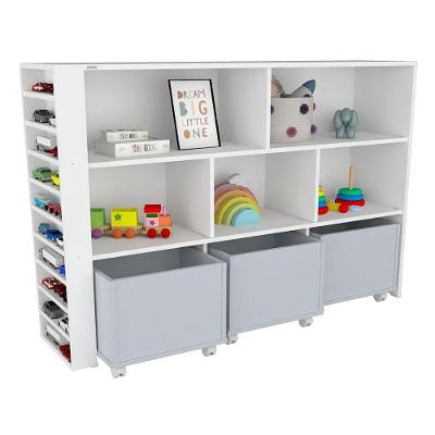 Organizador Infantil Natanael Baús Porta Carrinho MDF 135cm Cinza Woodcore