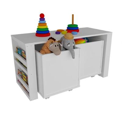 Rack com Baús Porta Carrinhos Caleb 92CM MDF Branco Woodcore