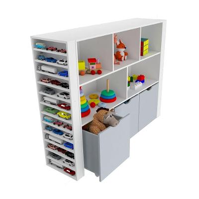 Organizador Baú com Porta Carrinhos Anita MDF 158CM Cinza Woodcore