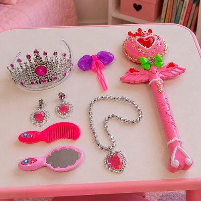 Kit Brinquedo Princesa Coroa Varinha LED e Musical Encantado Rosa