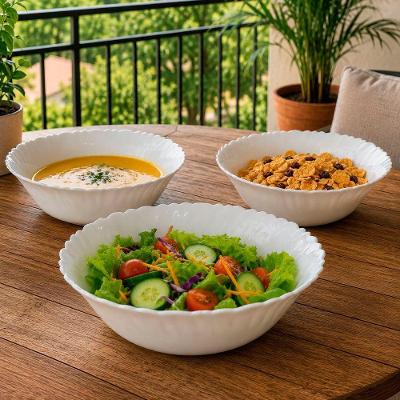 Kit 10 Bowls Saladeira Vidro Opalina 700ML para Saladas Branco