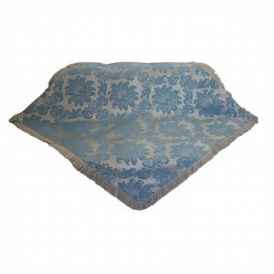 Manta Xalé Jacquard 150x150cm com Franjas Azul e Dourado