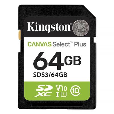 Cartão de Memória SD Canvas Select Plus 64GB 100MB-s Kingston