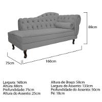 Diva Recamier Diana 160cm Lado Esquerdo Suede - Doce Sonho Móveis Cinza - 2