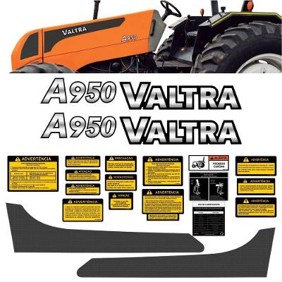 Kit Adesivos Decorativos Trator A950 Vinil Branco Valtra