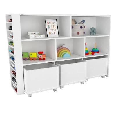 Organizador Infantil Natanael Baús e Porta Carrinho MDF 135CM Branco