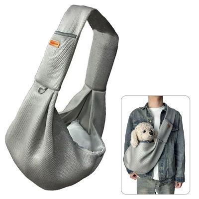 Bolsa de Transporte Pet Sling para Cães e Gatos Malha Respirável Cinza