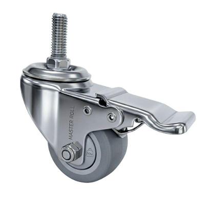 Rodízio Inox Softglide Espiga com Freio Não Risca Piso 50kg Master