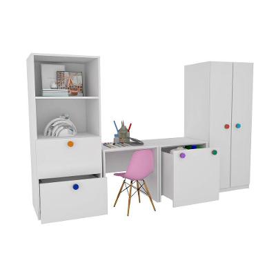 Kit Armário Montessoriano Rubi + Eiffel 2 Gavetas MDF Branco e Rosa Woodcore
