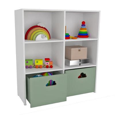 Estante de Nichos com Baús Nuvem Simon 114CM MDF Branco Woodcore