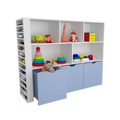 Estante Infantil Ada com Baú e Porta Carrinhos MDF Azul Woodcore