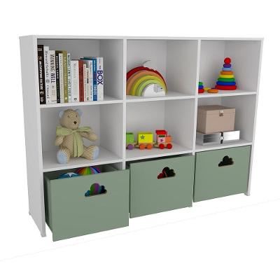 Estante de Nichos com Baús Nuvem Scott MDF 170CM Branco Woodcore