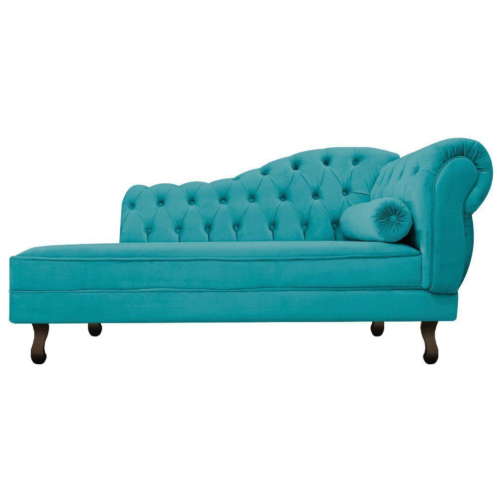 Diva Recamier Diana 185cm Lado Esquerdo Suede - Doce Sonho Móveis Azul Turquesa - 5