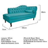 Diva Recamier Diana 185cm Lado Esquerdo Suede - Doce Sonho Móveis Azul Turquesa - 2