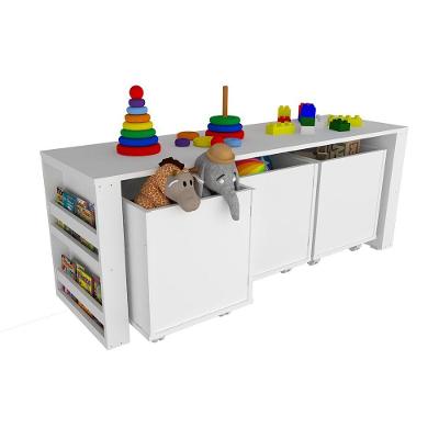 Rack com Baús Porta Carrinhos Caim 131CM MDF Branco Woodcore
