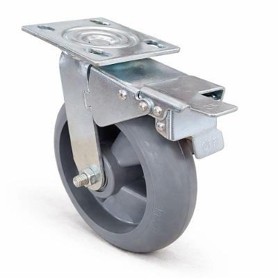 Rodízio Giratório 8x2 com Freio On-Off 220kg Industrial Cinza