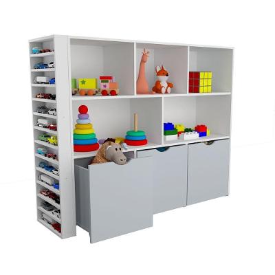 Estante Infantil Ada com Baús e Porta Carrinhos MDF Cinza Woodcore