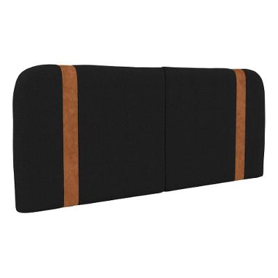 Cabeceira Painel Flay King Dobrável na Parede Madeira Suede Preto Abmaza