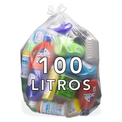 Saco de Lixo Transparente Extra Forte 100L Polietileno 50 Unidades 90x90CM