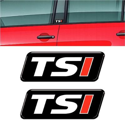 Kit 2 Adesivos Vinil Branco Resinado 3D TSI para Carro e Auto