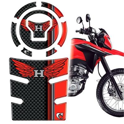 Kit Protetor Tanque e Bocal Resinado 3D Bros 160 25-26 Carbono Vermelho Teu Adesivo
