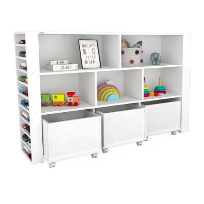 Organizador Infantil Newton com Baús e Porta Carrinhos MDF Branco Woodcore
