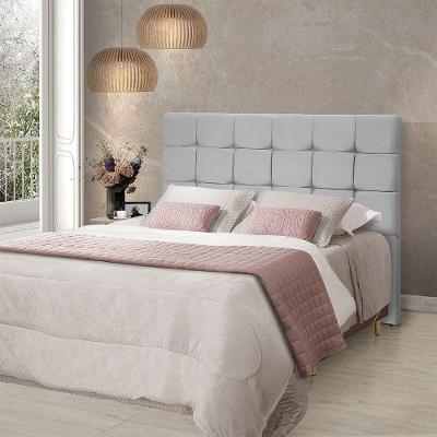 Cabeceira Casal Maia Estofada no Box MDF Veludo Cinza Claro Villa Casa Decor