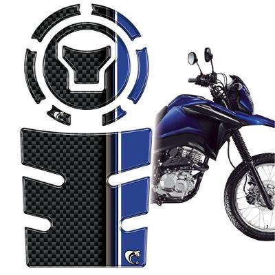 Kit Protetor Tanque e Bocal Resinado NXR Bros 160 2025-2026 Carbono Azul Teu Adesivo