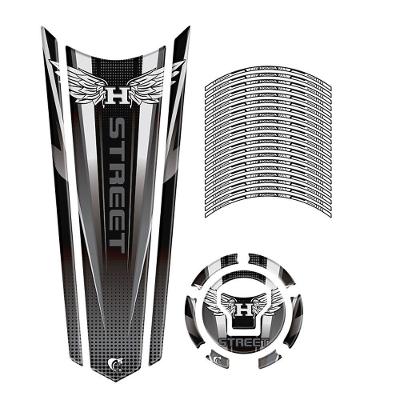 Kit Protetor Tanque Gravata Bocal Friso Refletivo Preto Moto Teu Adesivo