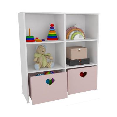 Estante de Nichos Stefani 114CM com Baús MDF Cinza Woodcore