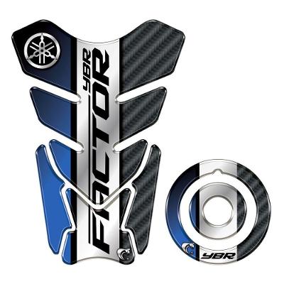 Kit Protetor Tanque Bocal Azul Carbon YBR Factor Resinado 3D Teu Adesivo