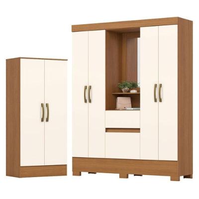 Guarda Roupa Casal Luiz BS07 4 Portas de Bater 2 Gavetas MDP Cinamomo Off White Móveis Henn