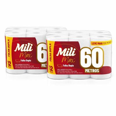 Papel Higienico Mili Dual Folha Dupla 60M 24 Rolos