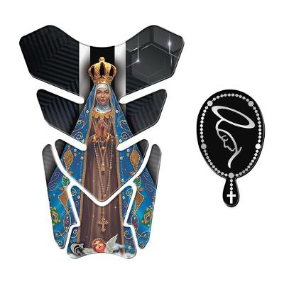 Kit Protetor Tanque Nossa Senhora com Adesivo Decorativo Moto Preto PVC Teu Adesivo