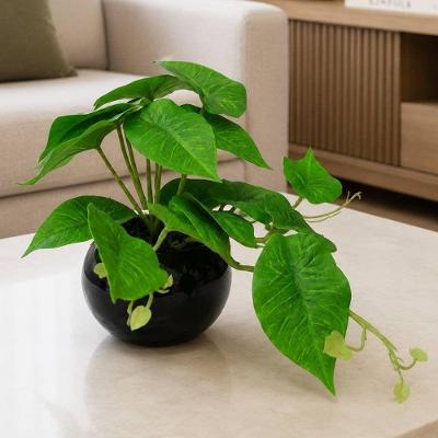 Planta Artificial Jiboia no Vaso Decorativa para Mesa Verde Mesclado