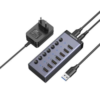 Hub USB 3.0 7 Portas 5GBPS Interruptor Individual Alimentação 12V Ugreen
